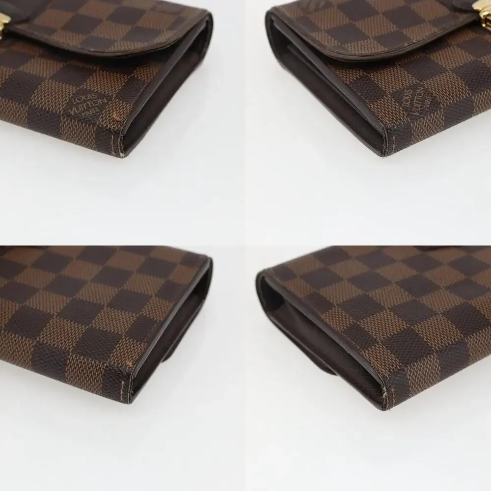 Louis Vuitton Damier Ebene Portefeuille Sistina Long Wallet Brown